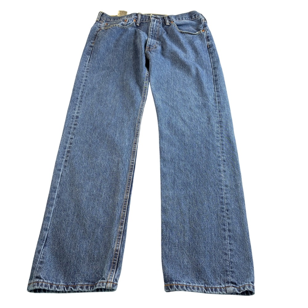 Levis 505 Regular Fit Straight Leg Jeans Mens 36x34 Medium Wash Blue Denim‎